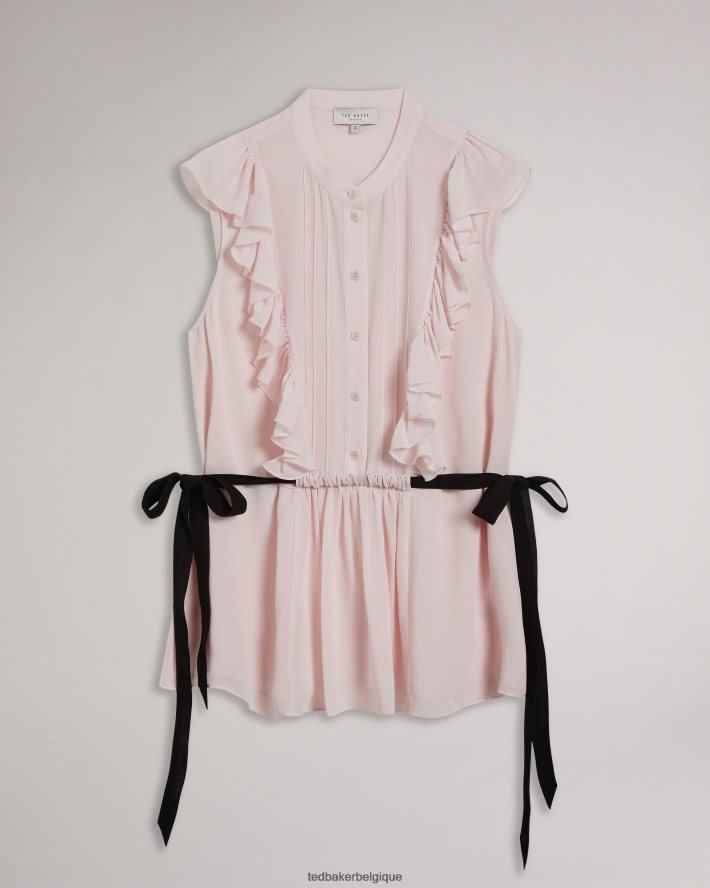 être Ted Baker femmes haut sans manches à volants evalie nu clair FR8J42254 vêtements