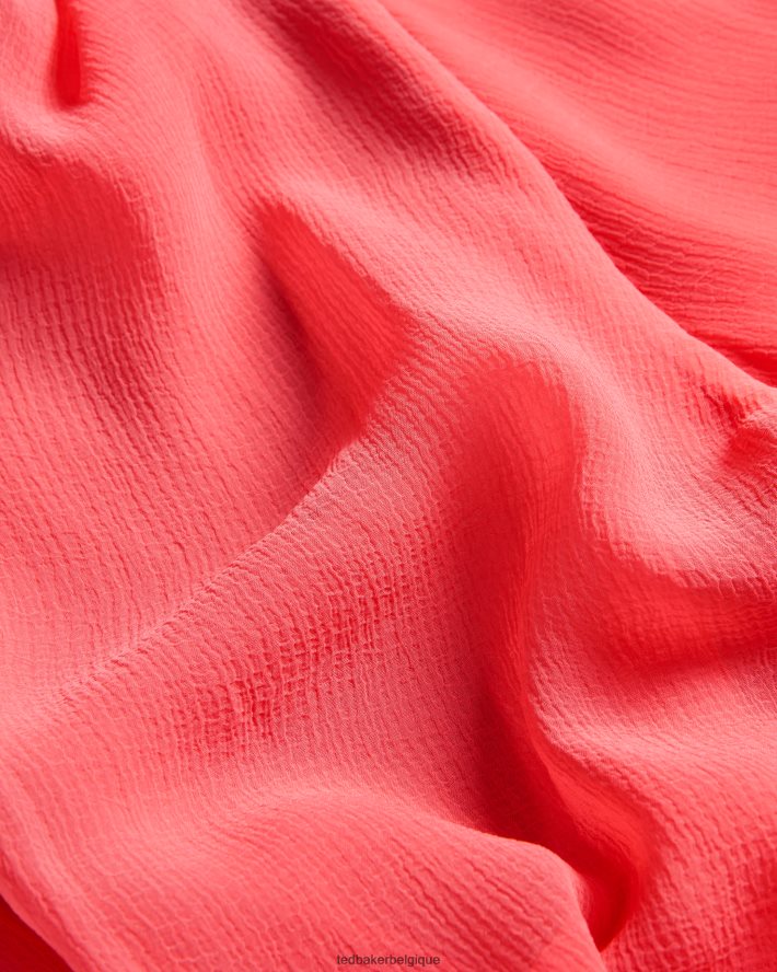 être Ted Baker femmes top carré natelie à manches bouffantes corail FR8J42289 vêtements