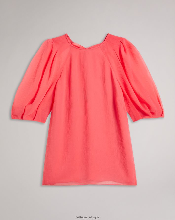être Ted Baker femmes top carré natelie à manches bouffantes corail FR8J42289 vêtements