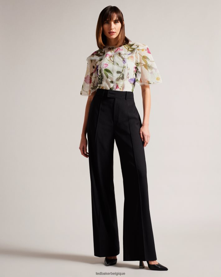 être Ted Baker femmes Arelln - Top fleuri à col montant et détails en dentelle blanc FR8J42230 vêtements