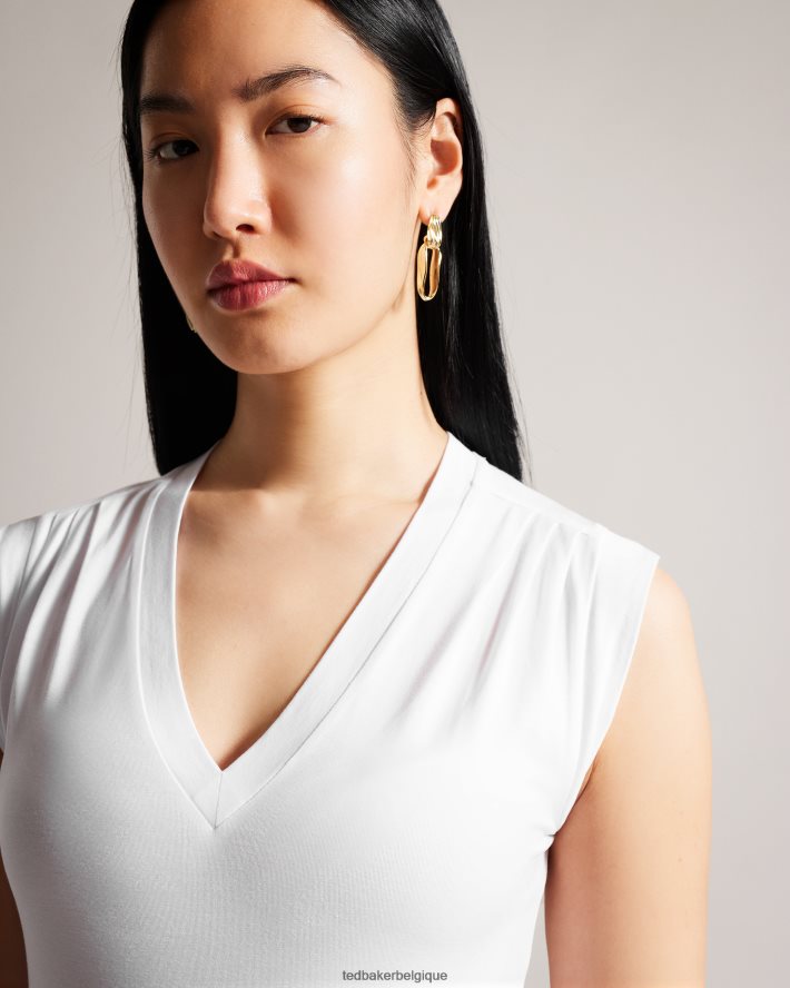 être Ted Baker femmes Brielll ajusté col V blanc FR8J42150 vêtements