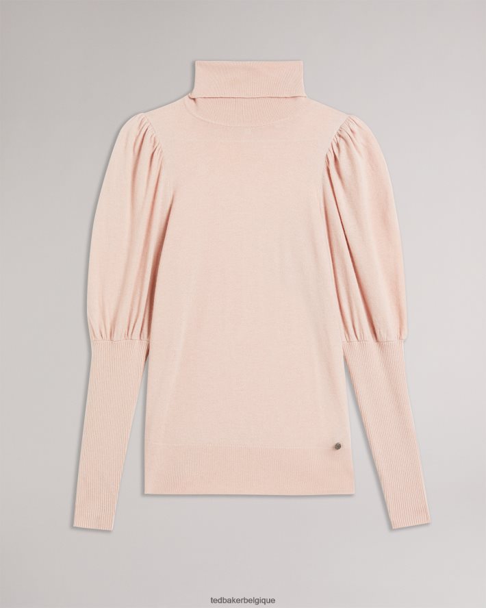 être Ted Baker femmes Col roulé Aidabel avec détails de manches volumineuses rose sombre FR8J4292 vêtements