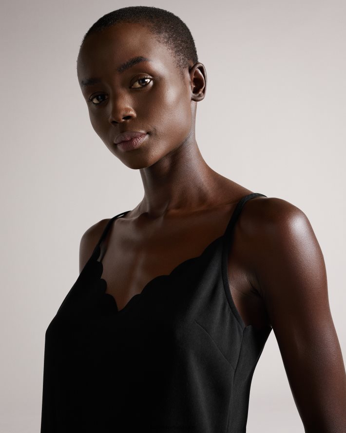 être Ted Baker femmes Siina - Caraco à encolure festonnée noir FR8J42299 vêtements