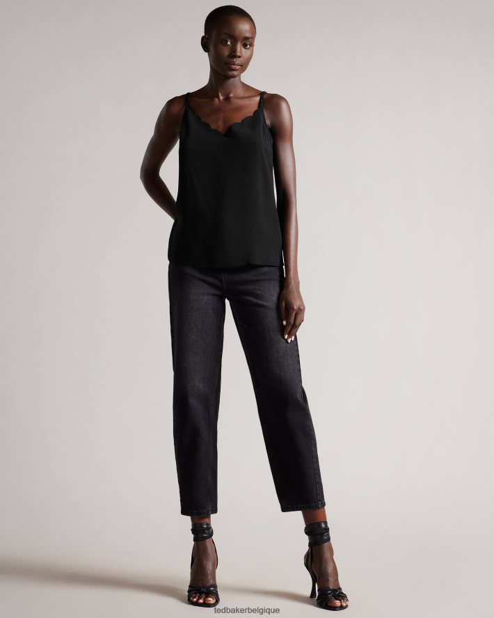 être Ted Baker femmes Siina - Caraco à encolure festonnée noir FR8J42299 vêtements