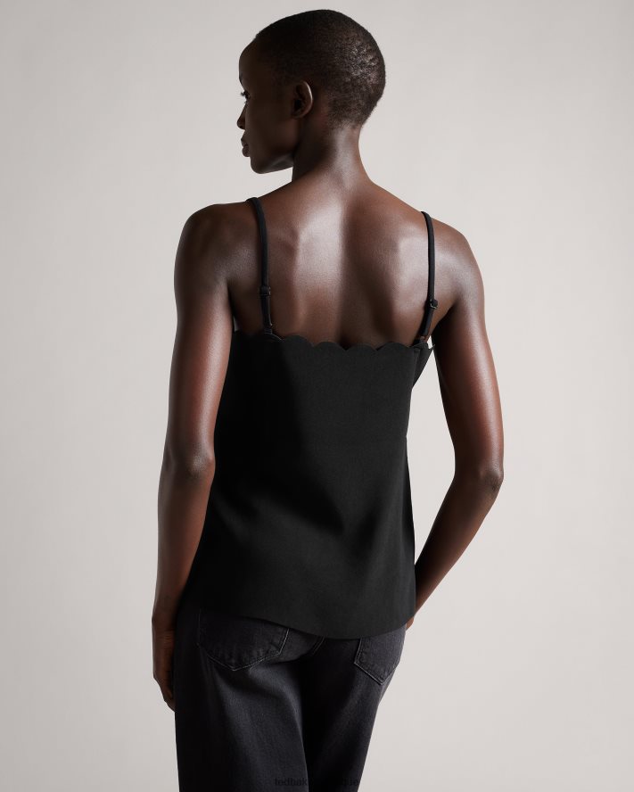 être Ted Baker femmes Siina - Caraco à encolure festonnée noir FR8J42299 vêtements