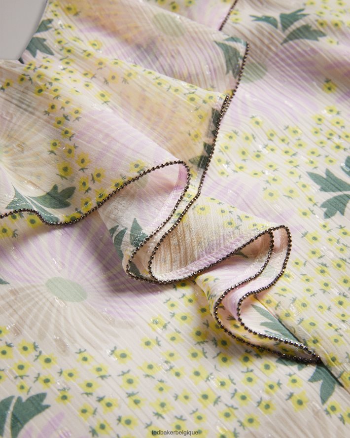 être Ted Baker femmes camisole à col en V et marguerite à volants Shaunia jaune clair FR8J42155 vêtements