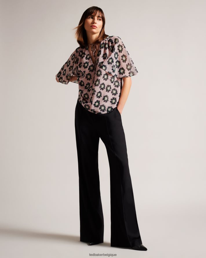 être Ted Baker femmes harlynn - haut à manches fendues et lien à nouer au cou rose FR8J42380 vêtements