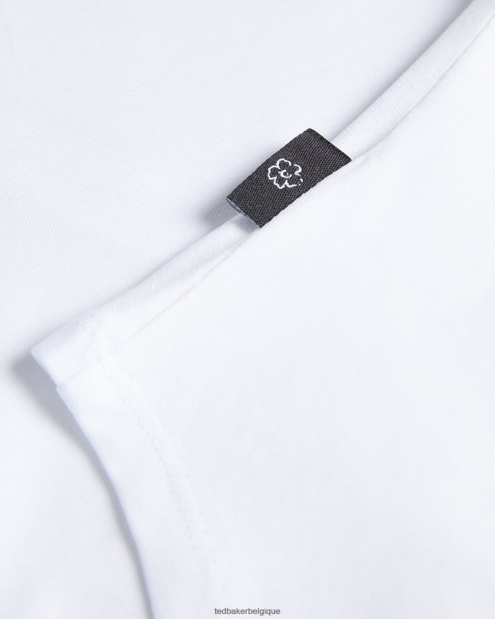 être Ted Baker femmes haut ajusté à col en V brilyan blanc FR8J42113 vêtements