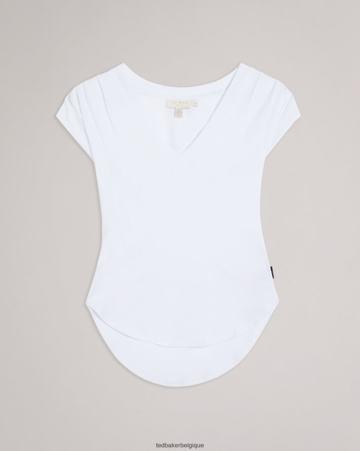 être Ted Baker femmes haut ajusté à col en V brilyan blanc FR8J42113 vêtements