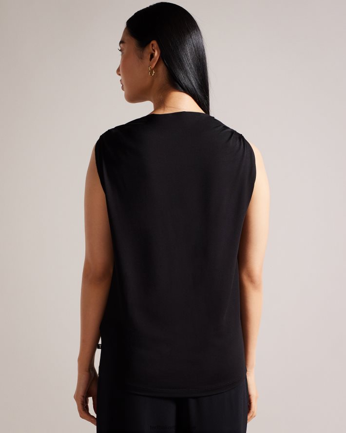 être Ted Baker femmes haut drapé à col bénitier margeta noir FR8J4288 vêtements