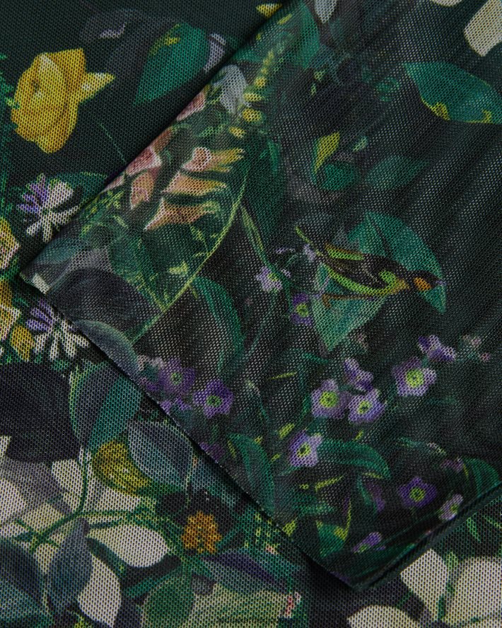 être Ted Baker femmes haut en résille à col montant et gorge noir FR8J42315 vêtements