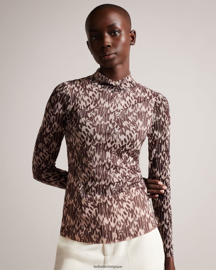 être Ted Baker femmes jumila - haut ajusté à col montant rose-nude FR8J42104 vêtements