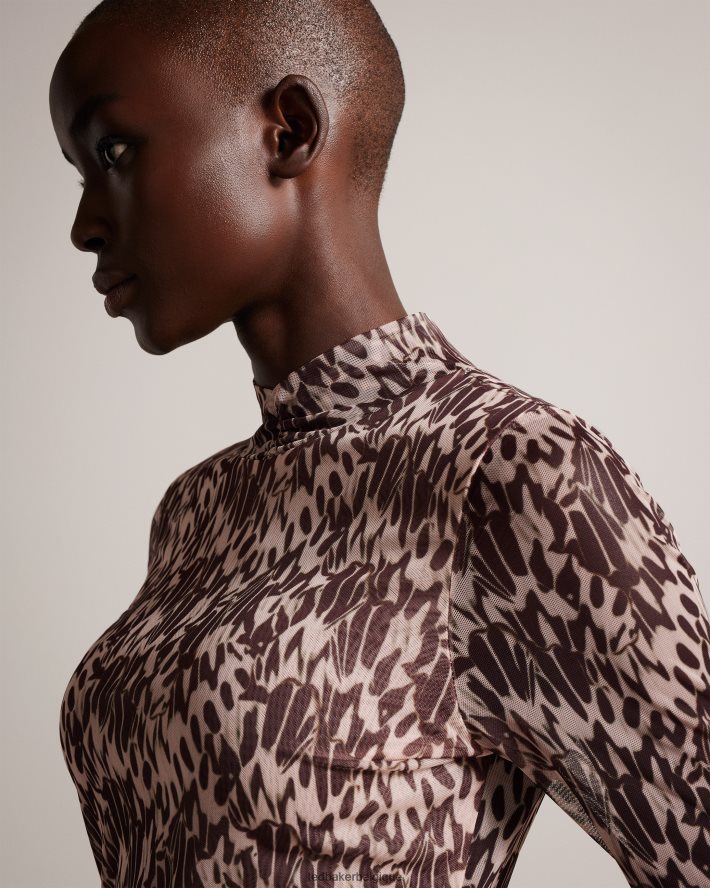 être Ted Baker femmes jumila - haut ajusté à col montant rose-nude FR8J42104 vêtements