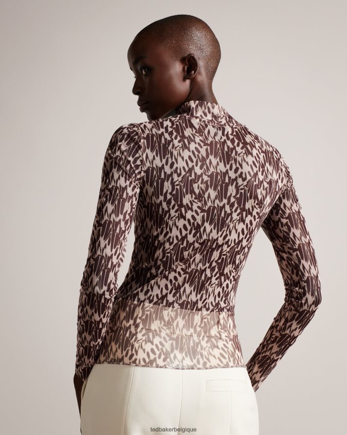 être Ted Baker femmes jumila - haut ajusté à col montant rose-nude FR8J42104 vêtements