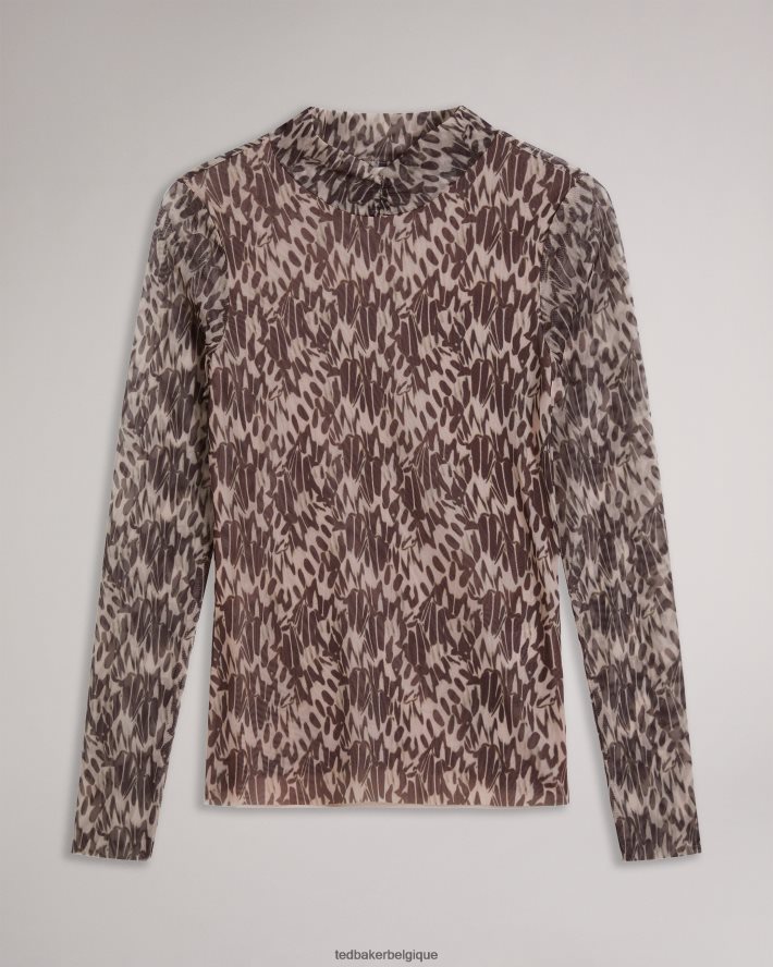 être Ted Baker femmes jumila - haut ajusté à col montant rose-nude FR8J42104 vêtements