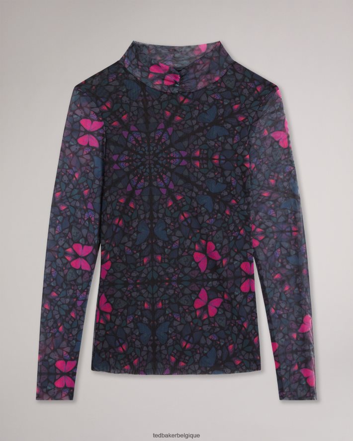 être Ted Baker femmes kamill - haut ajusté en maille à col montant noir FR8J4273 vêtements