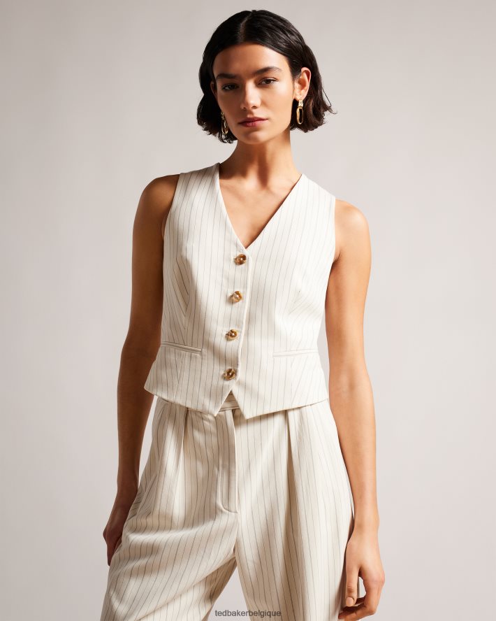 être Ted Baker femmes kllaraj gilet ajusté à col en V crème FR8J42374 vêtements