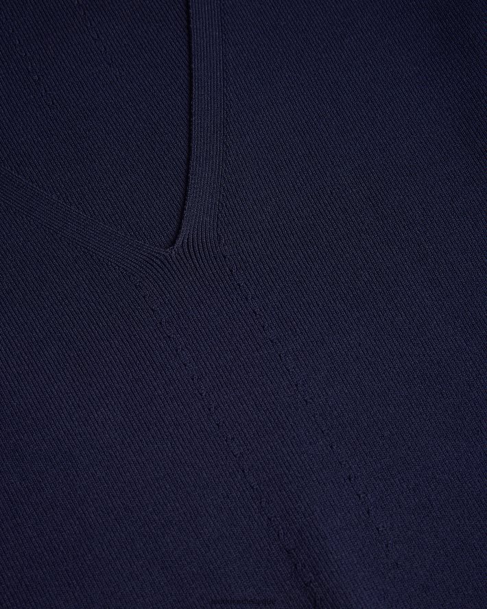 être Ted Baker femmes josiiy - Haut en maille coupe slim à col en V bleu foncé FR8J42179 vêtements