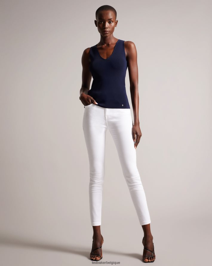 être Ted Baker femmes josiiy - Haut en maille coupe slim à col en V bleu foncé FR8J42179 vêtements