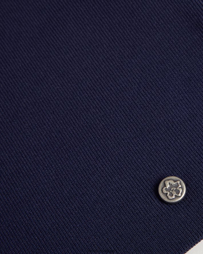 être Ted Baker femmes josiiy - Haut en maille coupe slim à col en V bleu foncé FR8J42179 vêtements