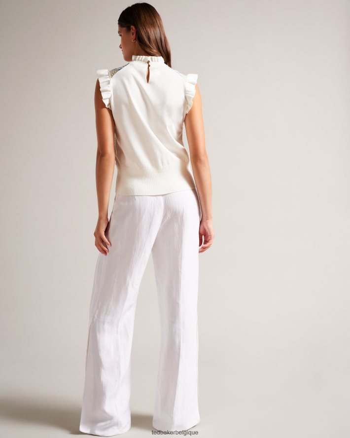 être Ted Baker femmes luseea - haut en maille tissé sur le devant bleu ciel FR8J42139 vêtements