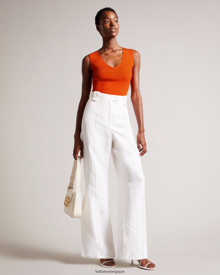 être Ted Baker femmes sarhaa - haut en maille technique orange pâle FR8J42141 vêtements