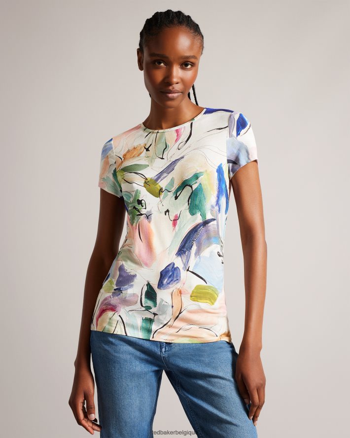 être Ted Baker femmes Elehna Magnolia - T-shirt imprimé artistique blanc FR8J42302 vêtements