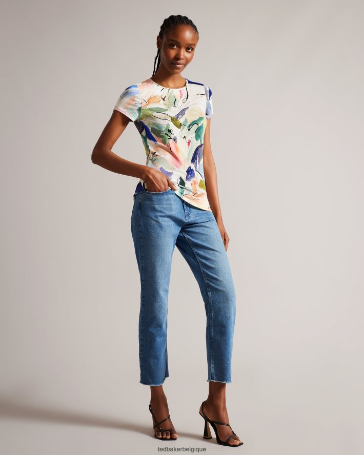 être Ted Baker femmes Elehna Magnolia - T-shirt imprimé artistique blanc FR8J42302 vêtements