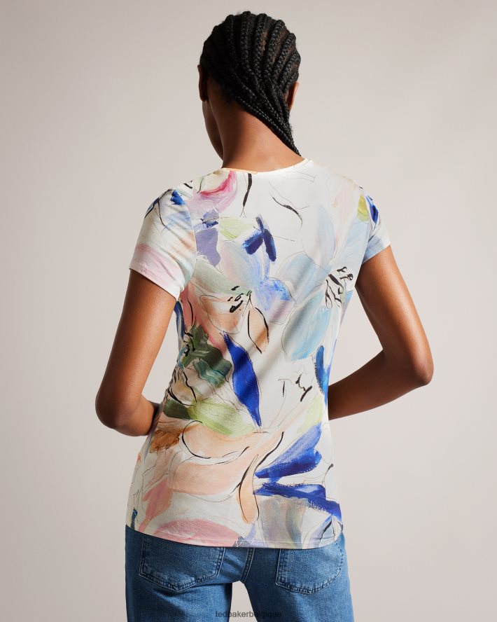 être Ted Baker femmes Elehna Magnolia - T-shirt imprimé artistique blanc FR8J42302 vêtements