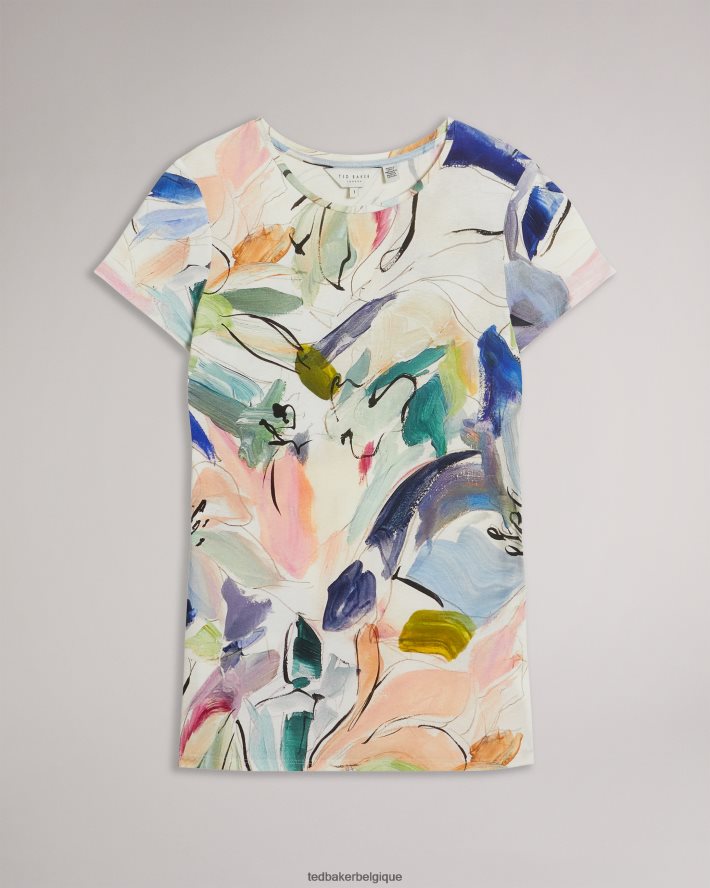 être Ted Baker femmes Elehna Magnolia - T-shirt imprimé artistique blanc FR8J42302 vêtements