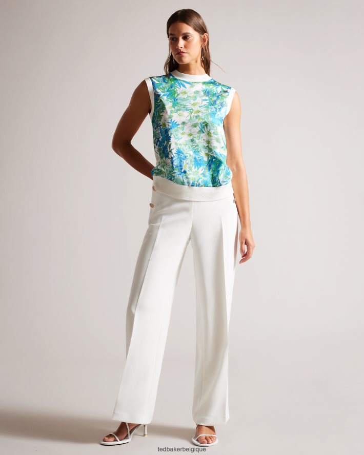 être Ted Baker femmes behlla - gilet pull tissé sur le devant blanc FR8J42128 vêtements