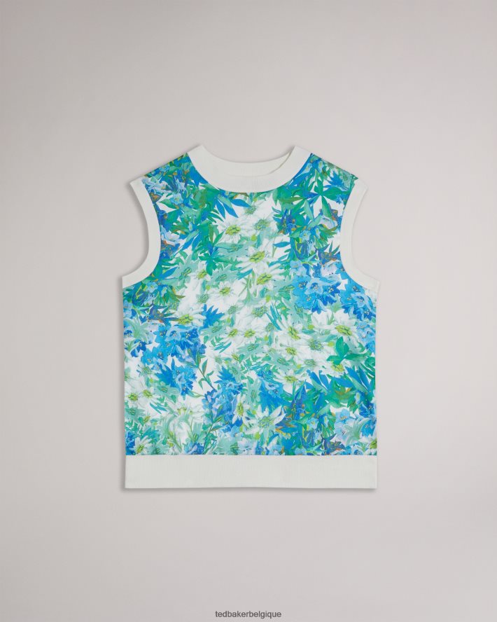 être Ted Baker femmes behlla - gilet pull tissé sur le devant blanc FR8J42128 vêtements