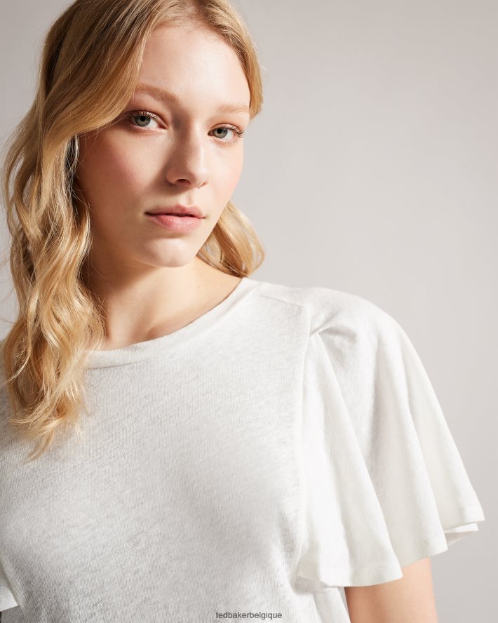 être Ted Baker femmes hallenn - t-shirt à manches volantées blanc FR8J42471 vêtements