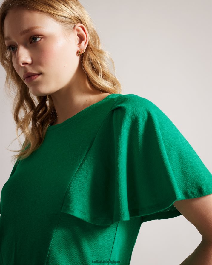 être Ted Baker femmes hallenn - t-shirt à manches volantées vert FR8J42449 vêtements