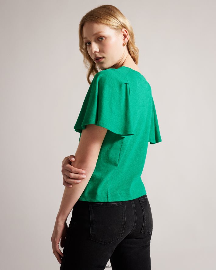 être Ted Baker femmes hallenn - t-shirt à manches volantées vert FR8J42449 vêtements