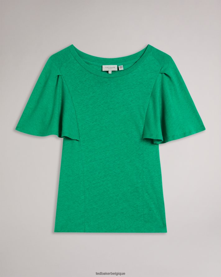 être Ted Baker femmes hallenn - t-shirt à manches volantées vert FR8J42449 vêtements