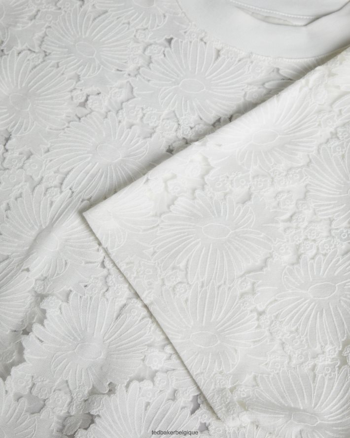 être Ted Baker femmes t-shirt décontracté en dentelle fleurie Maralo blanc FR8J4234 vêtements