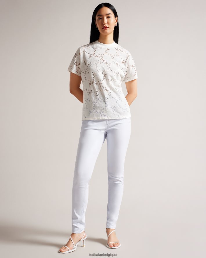 être Ted Baker femmes t-shirt décontracté en dentelle fleurie Maralo blanc FR8J4234 vêtements