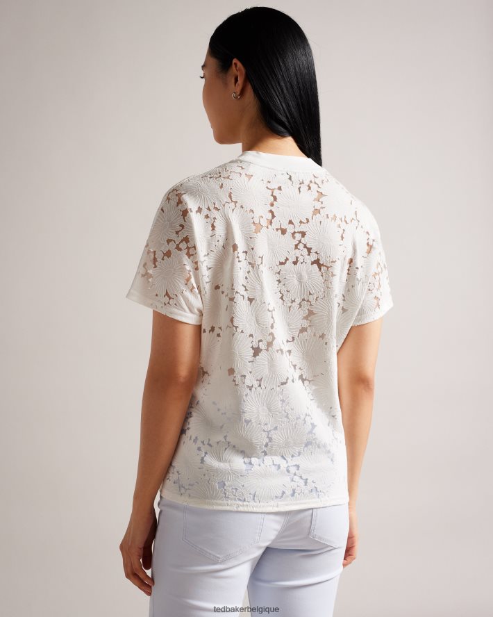 être Ted Baker femmes t-shirt décontracté en dentelle fleurie Maralo blanc FR8J4234 vêtements