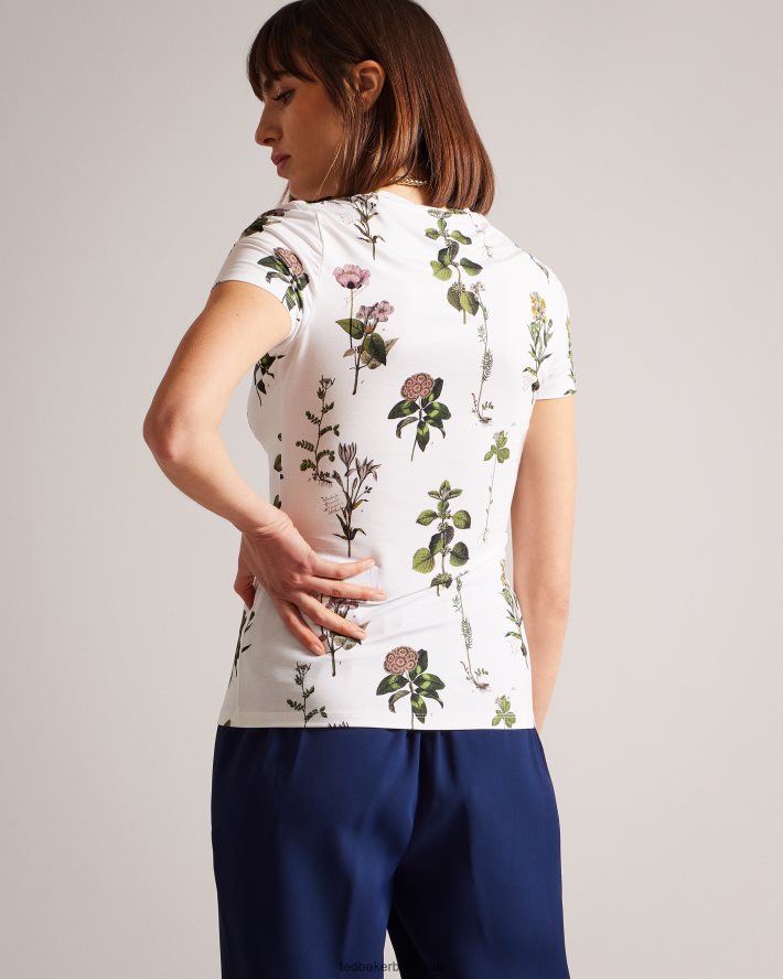 être Ted Baker femmes t-shirt à imprimé bouquet botanique rasmean blanc FR8J42397 vêtements
