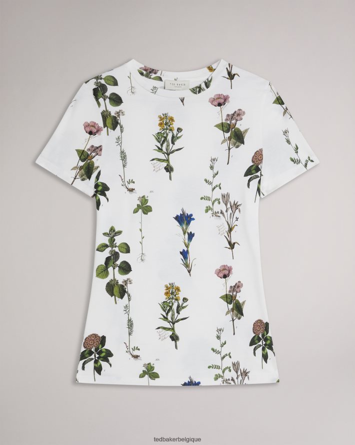 être Ted Baker femmes t-shirt à imprimé bouquet botanique rasmean blanc FR8J42397 vêtements
