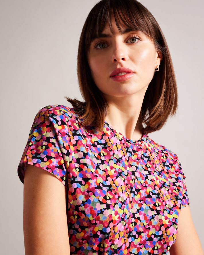 être Ted Baker femmes t-shirt à imprimé confettis Phebie noir FR8J42167 vêtements