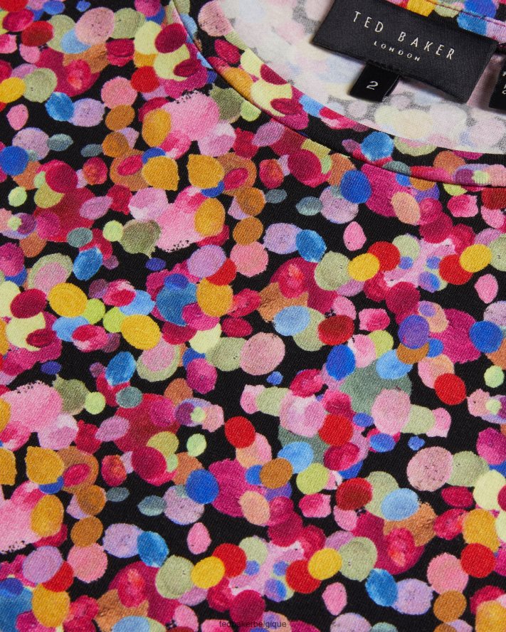 être Ted Baker femmes t-shirt à imprimé confettis Phebie noir FR8J42167 vêtements