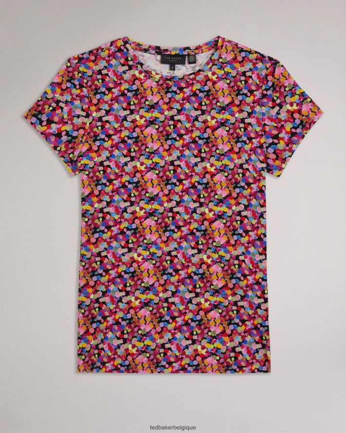être Ted Baker femmes t-shirt à imprimé confettis Phebie noir FR8J42167 vêtements