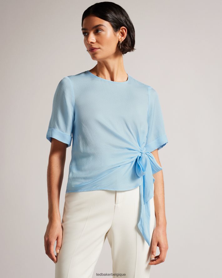 être Ted Baker femmes t-shirt à nouer intégral thaliya bleu clair FR8J4294 vêtements