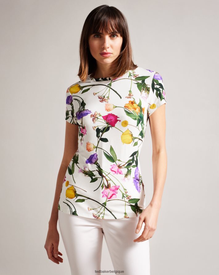 être Ted Baker femmes vikina - t-shirt ajusté avec col torsadé blanc FR8J42259 vêtements