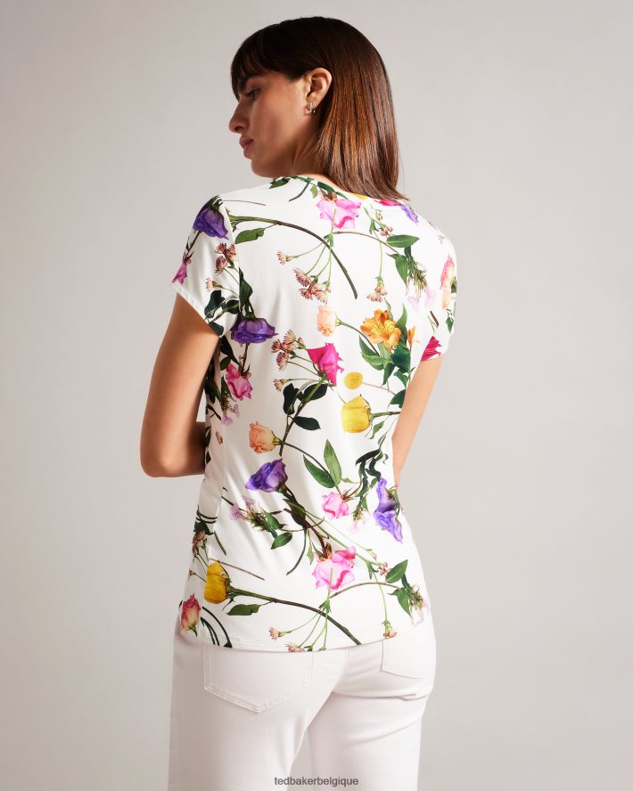 être Ted Baker femmes vikina - t-shirt ajusté avec col torsadé blanc FR8J42259 vêtements