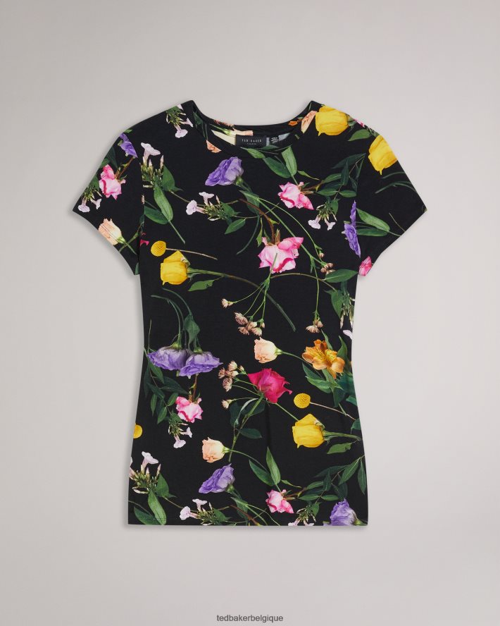 être Ted Baker femmes vikina - t-shirt ajusté avec col torsadé noir FR8J42376 vêtements