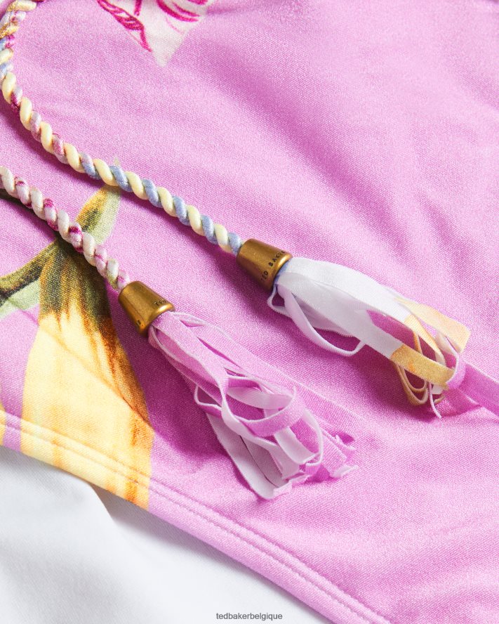 être Ted Baker femmes Rozieh - Maillot de bain plongeant noué sur le devant blanc FR8J4233 vêtements