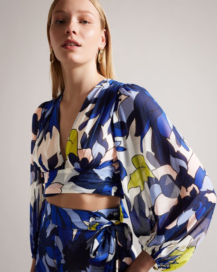 être Ted Baker femmes chrysan - haut de plage à col plongeant et fleurs naturel FR8J42442 vêtements